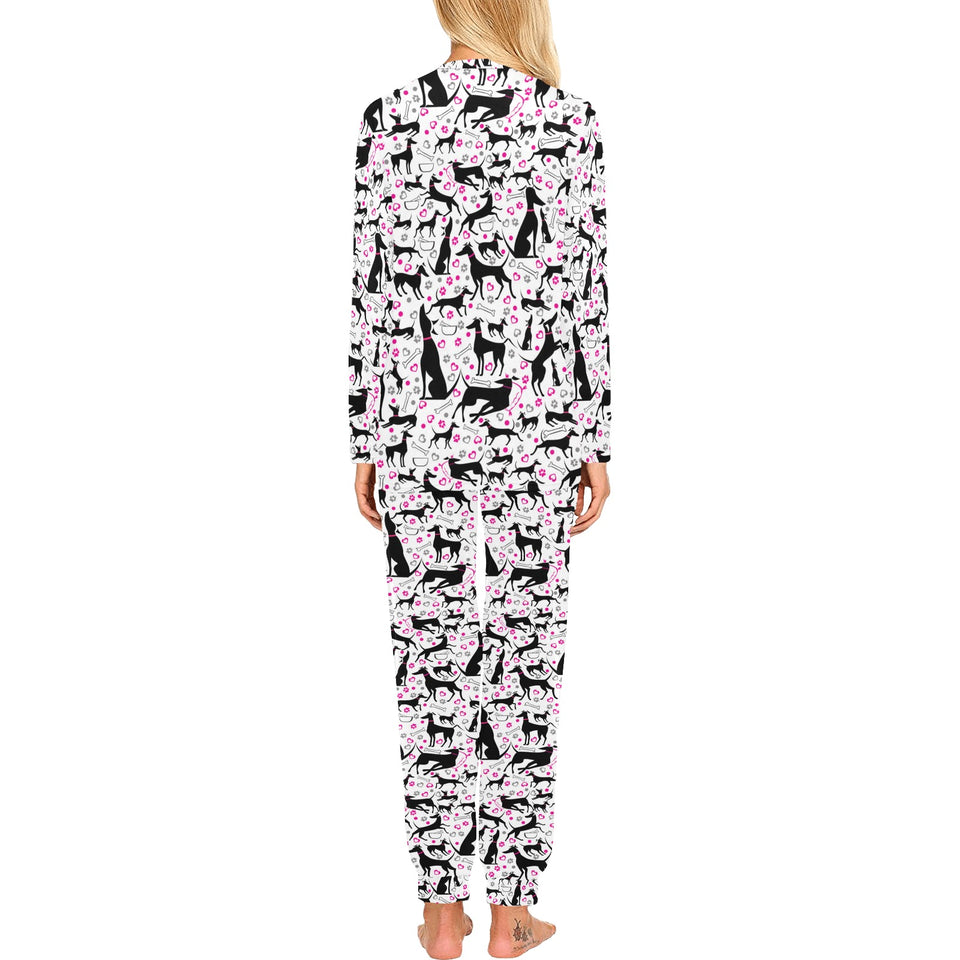 Greyhound Pattern Print Design 02 Women's All Over Print Pajama Set
