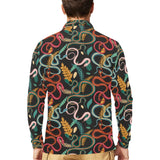 Colorful snake plant pattern Men's Long Sleeve Polo Shirt