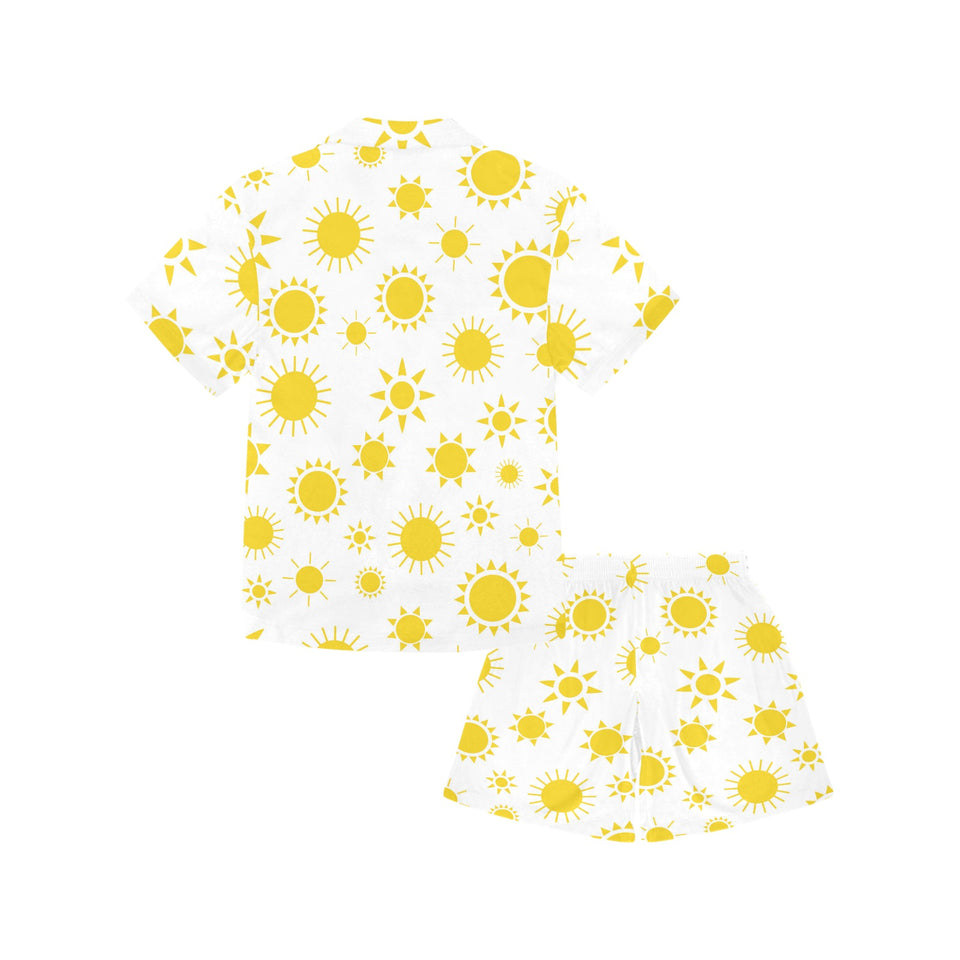 Sun pattern Kids' Boys' Girls' V-Neck Short Pajama Set