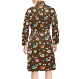 Snail Pattern Print Design 03 Men's Long Sleeve Belted Night Robe