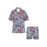 Hand drawn colorful starfish Women's V-Neck Short Pajama Set