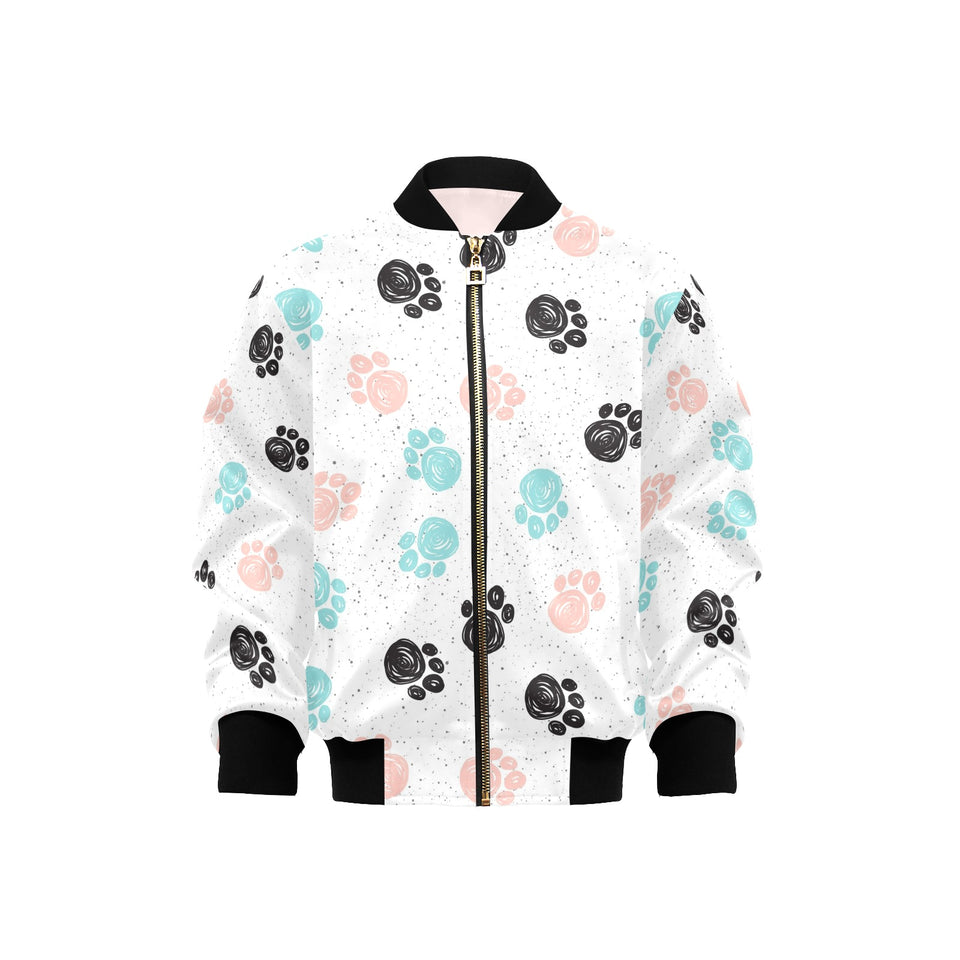 Dog Paws Pattern Print Design 04 Kids' Boys' Girls' Bomber Jacket