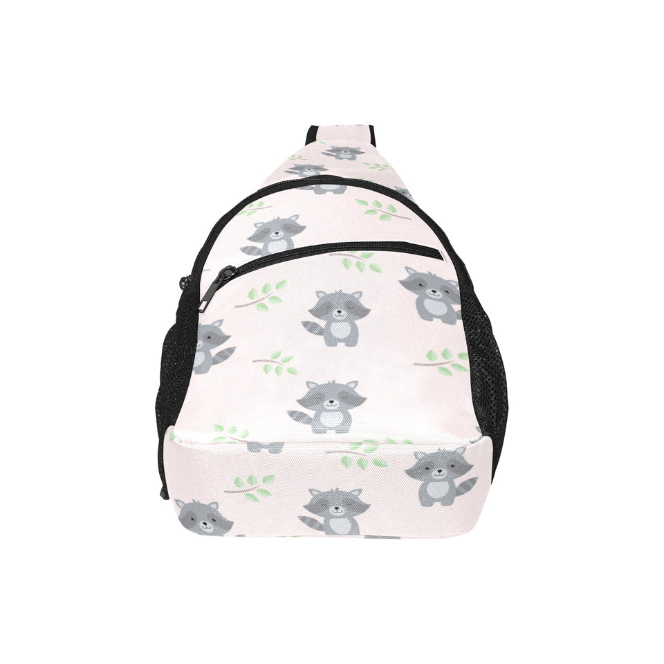 cute raccoons leaves pattern All Over Print Chest Bag
