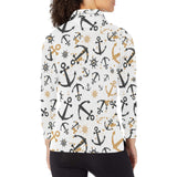Anchors Rudders pattern Women's Long Sleeve Polo Shirt