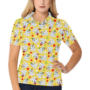 Yorkshire Terrier Pattern Print Design 05 Women's All Over Print Polo Shirt