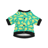 Pineapples pattern green background All Over Print Pet Dog Round Neck Fuzzy Shirt