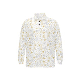 Christmas tree Christmas element Silver gold patte Men's Long Sleeve Polo Shirt