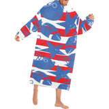 American football ball star stripes pattern Blanket Robe with Sleeves