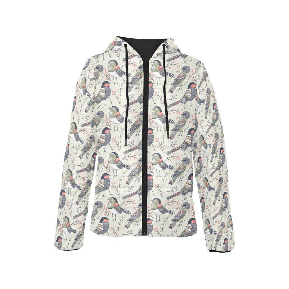Pigeon Pattern Print Design 04 Women's Padded Hooded Jacket