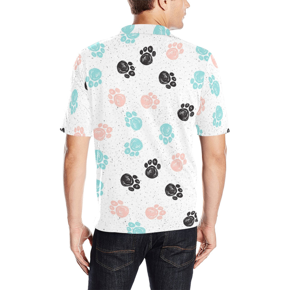 Dog Paws Pattern Print Design 04 Men's All Over Print Polo Shirt