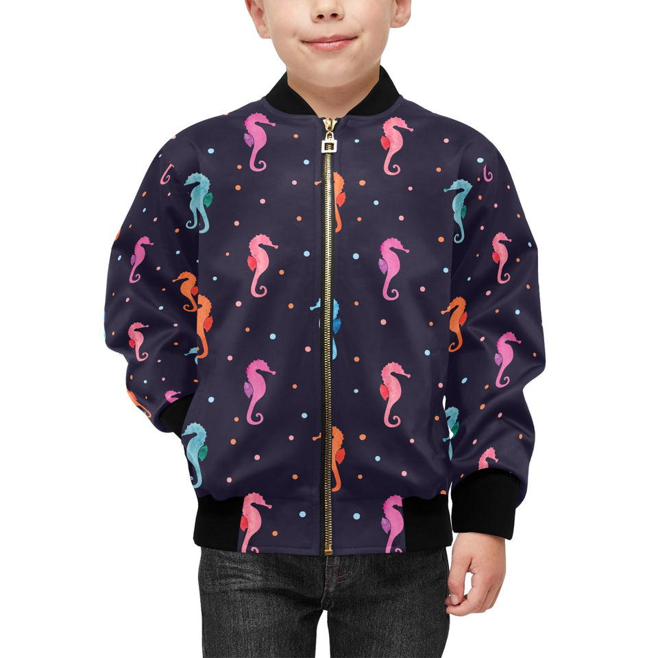 Watercolor colorful seahorse pattern Kids' Boys' Girls' Bomber Jacket