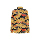 Kangaroo Australian aboriginal art pattern Women's Long Sleeve Polo Shirt