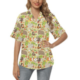Guinea Pig Pattern Print Design 04 Women's All Over Print Hawaiian Shirt