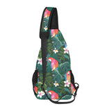 Parrot Palm tree leaves flower hibiscus pattern All Over Print Chest Bag