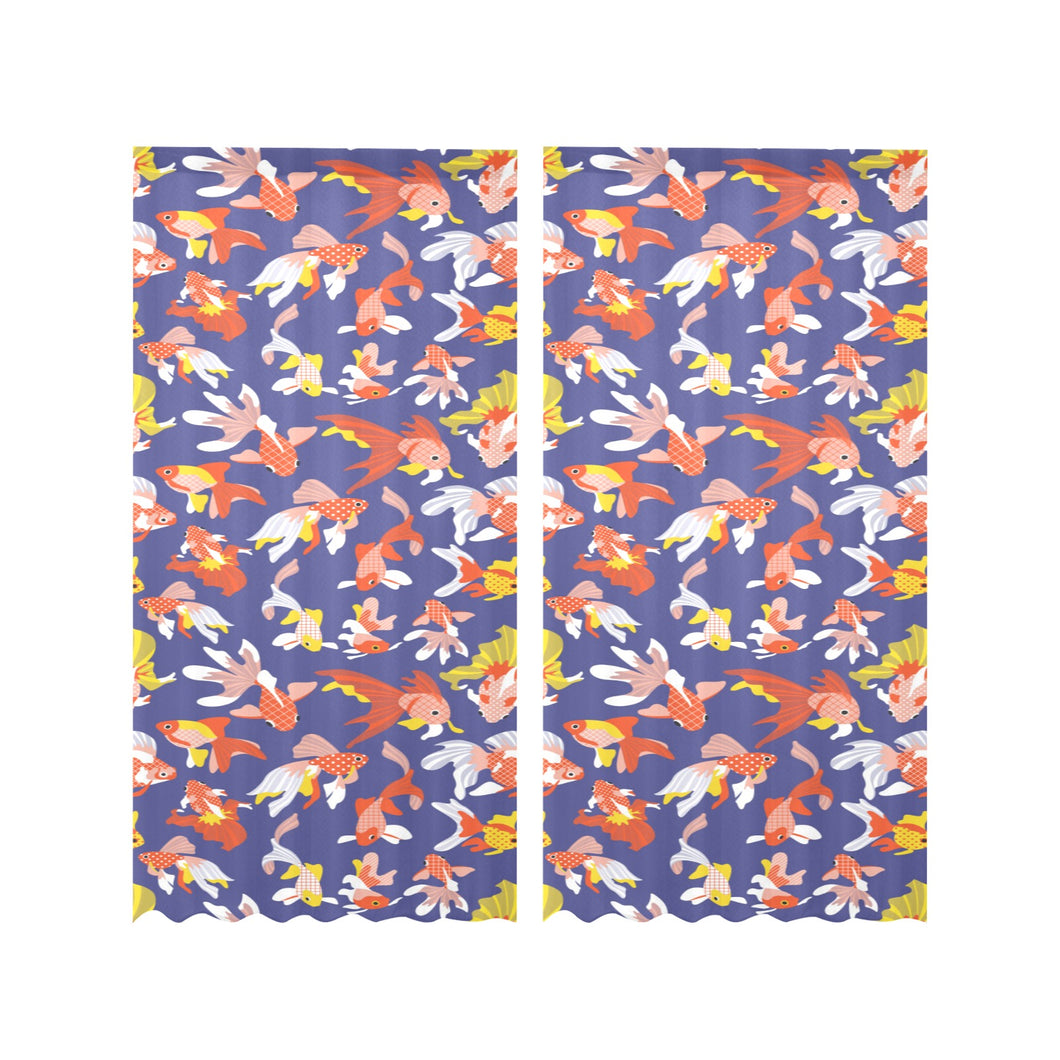 Goldfish Pattern Print Design 04 Gauze Curtain
