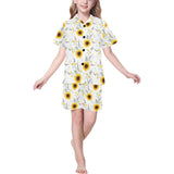 beautiful sunflowers pattern Kids' Boys' Girls' V-Neck Short Pajama Set