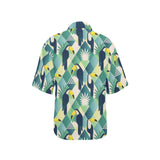 Toucan tropical leaves design pattern Women's All Over Print Hawaiian Shirt