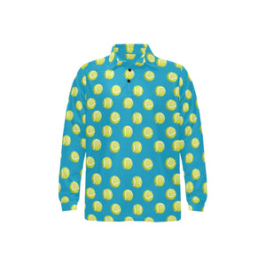 Tennis Pattern Print Design 05 Men's Long Sleeve Polo Shirt