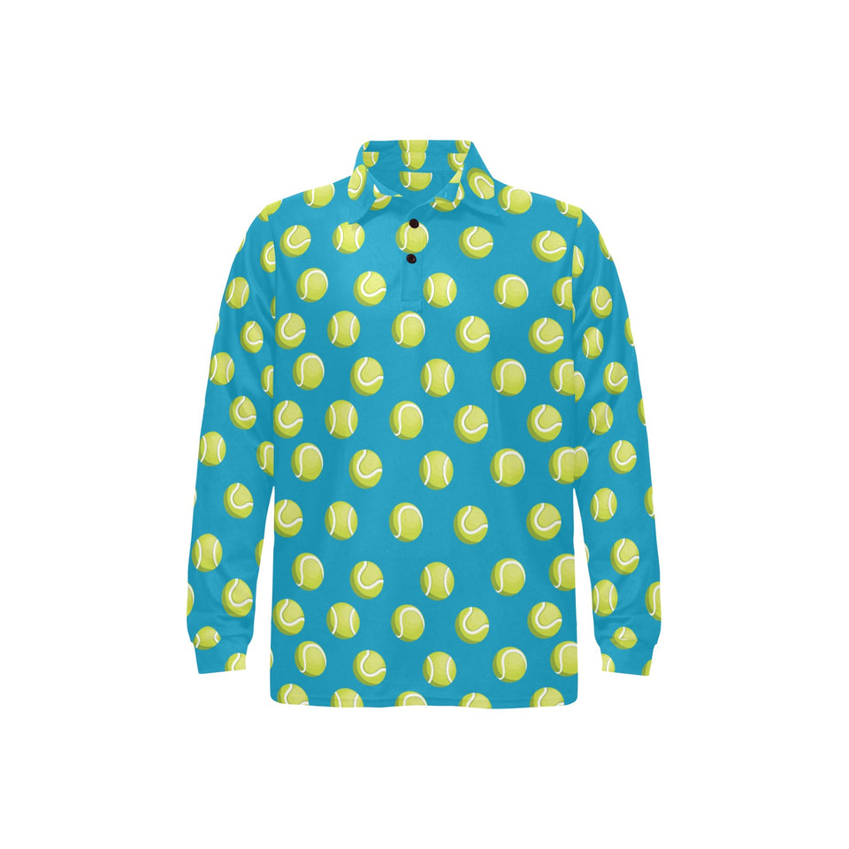 Tennis Pattern Print Design 05 Men's Long Sleeve Polo Shirt