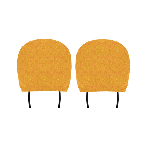 Orange traditional indian element pattern Car Headrest Cover