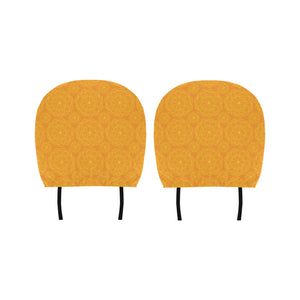 Orange traditional indian element pattern Car Headrest Cover