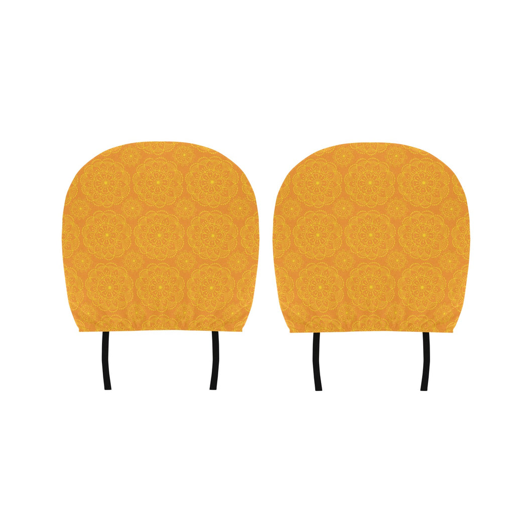 Orange traditional indian element pattern Car Headrest Cover