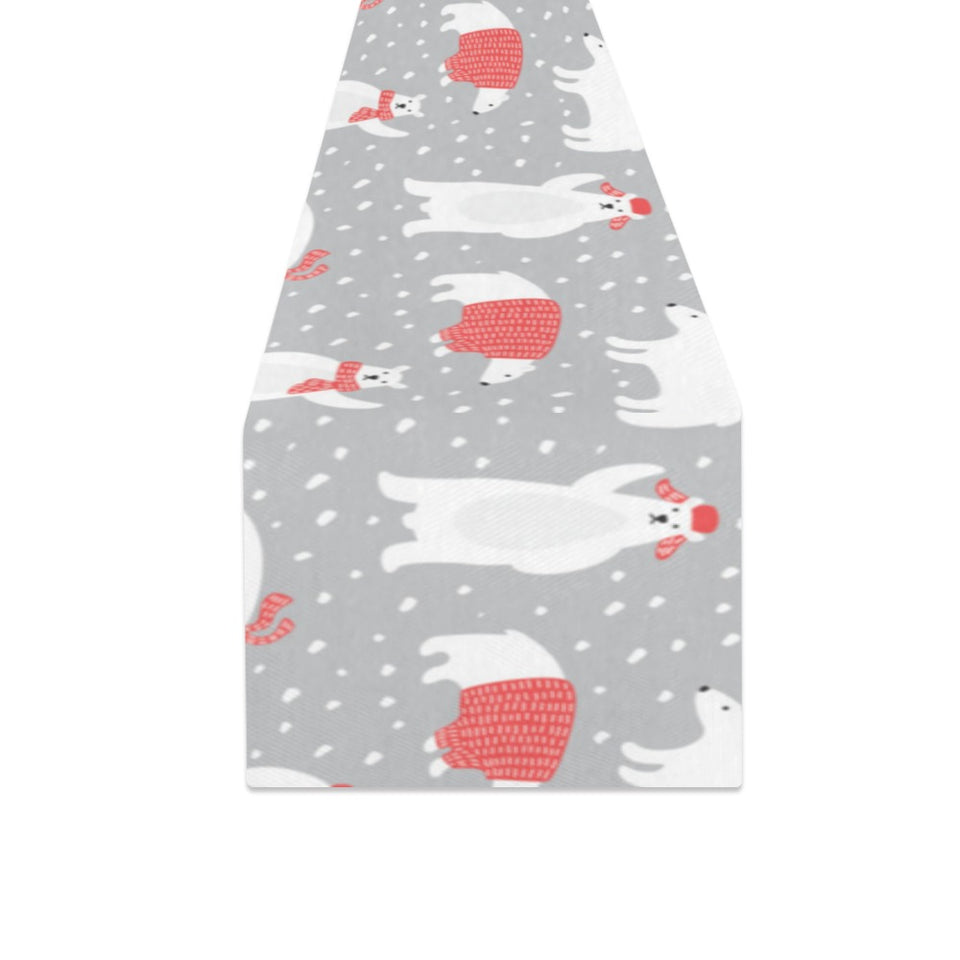 Cute polar bear christmas snow pattern Table Runner
