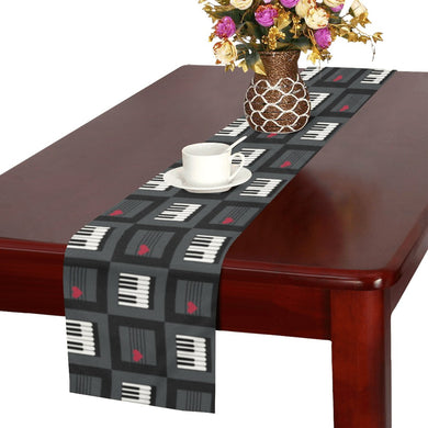 Piano Pattern Print Design 05 Table Runner