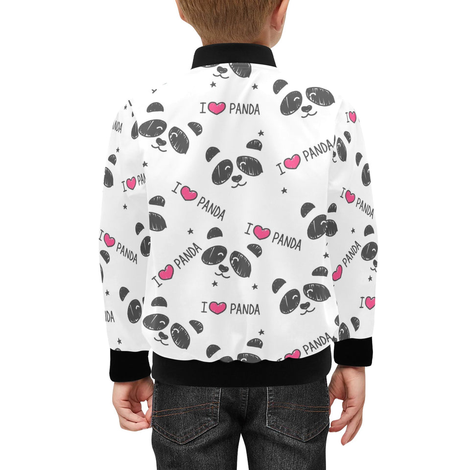 Hand Drawn faces of pandas pattern Kids' Boys' Girls' Bomber Jacket