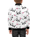 Hand Drawn faces of pandas pattern Kids' Boys' Girls' Bomber Jacket