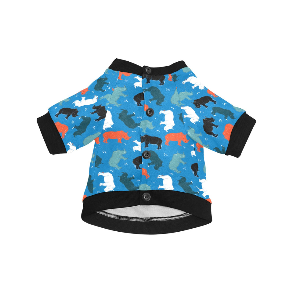Colorful rhino pattern All Over Print Pet Dog Round Neck Fuzzy Shirt