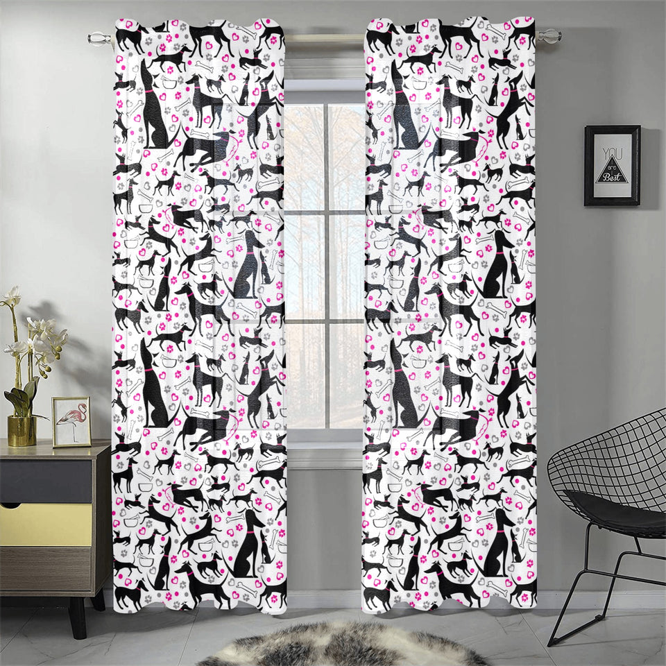 Greyhound Pattern Print Design 02 Gauze Curtain