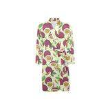 Paassion fruit pattern Men's Long Sleeve Belted Night Robe