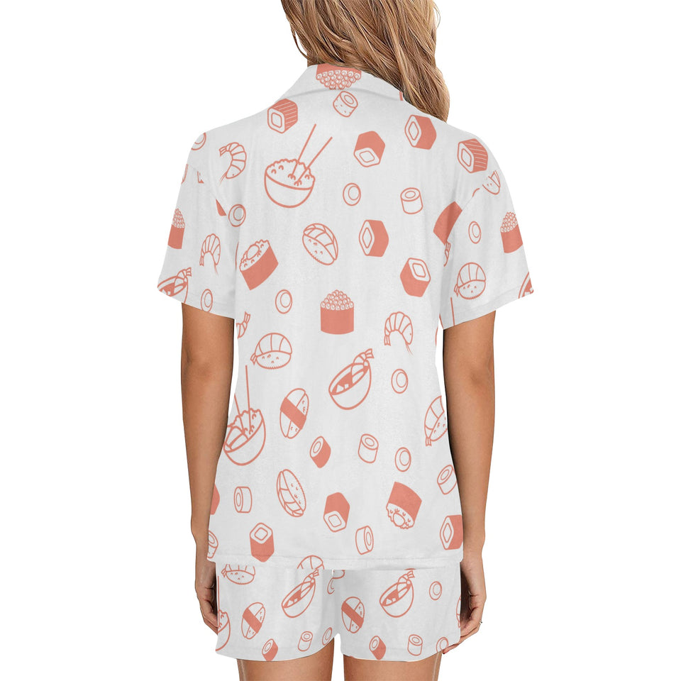 Sushi pattern Women's V-Neck Short Pajama Set
