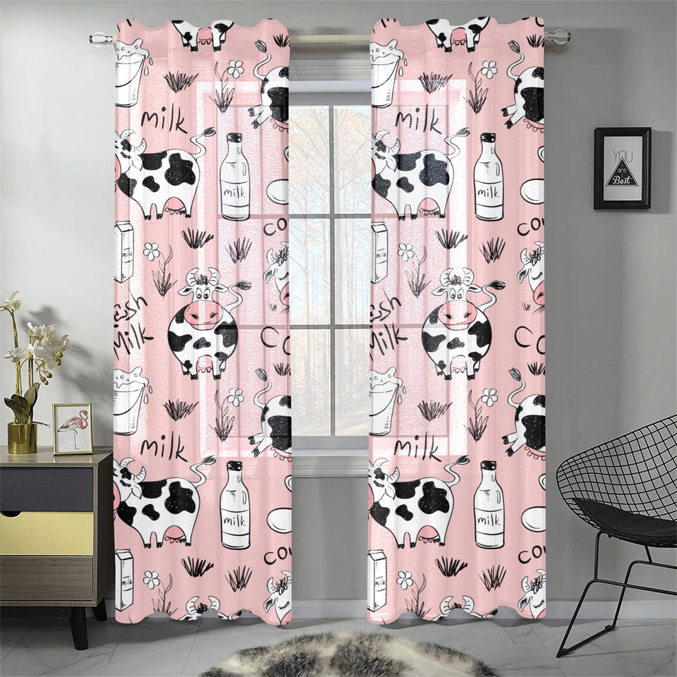 Cows milk product pink background Gauze Curtain