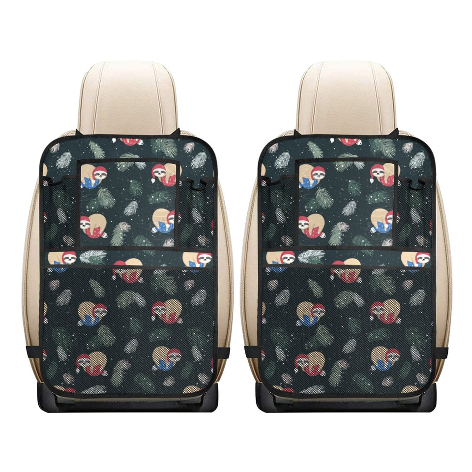 Cute sloths sleeping christmas ball santa hat patt Car Seat Back Organizer