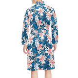 Hibiscus Pattern Print Design 02 Men's Long Sleeve Belted Night Robe