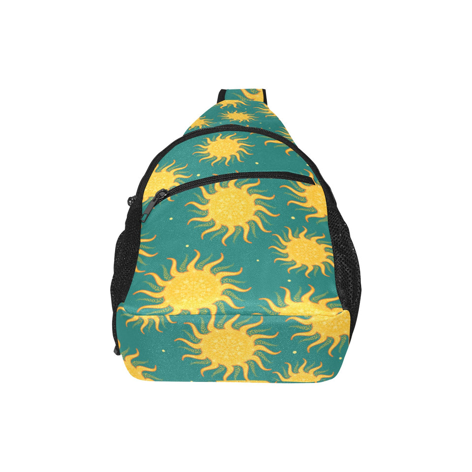 Sun green background All Over Print Chest Bag