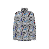 Skate Board Pattern Print Design 03 Women's Long Sleeve Polo Shirt