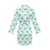 Kangaroo pattern background Women's Long Sleeve Belted Night Robe