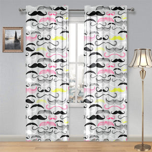 Mustache Beard Pattern Print Design 02 Gauze Curtain