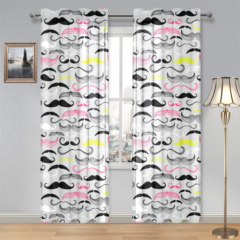 Mustache Beard Pattern Print Design 02 Gauze Curtain