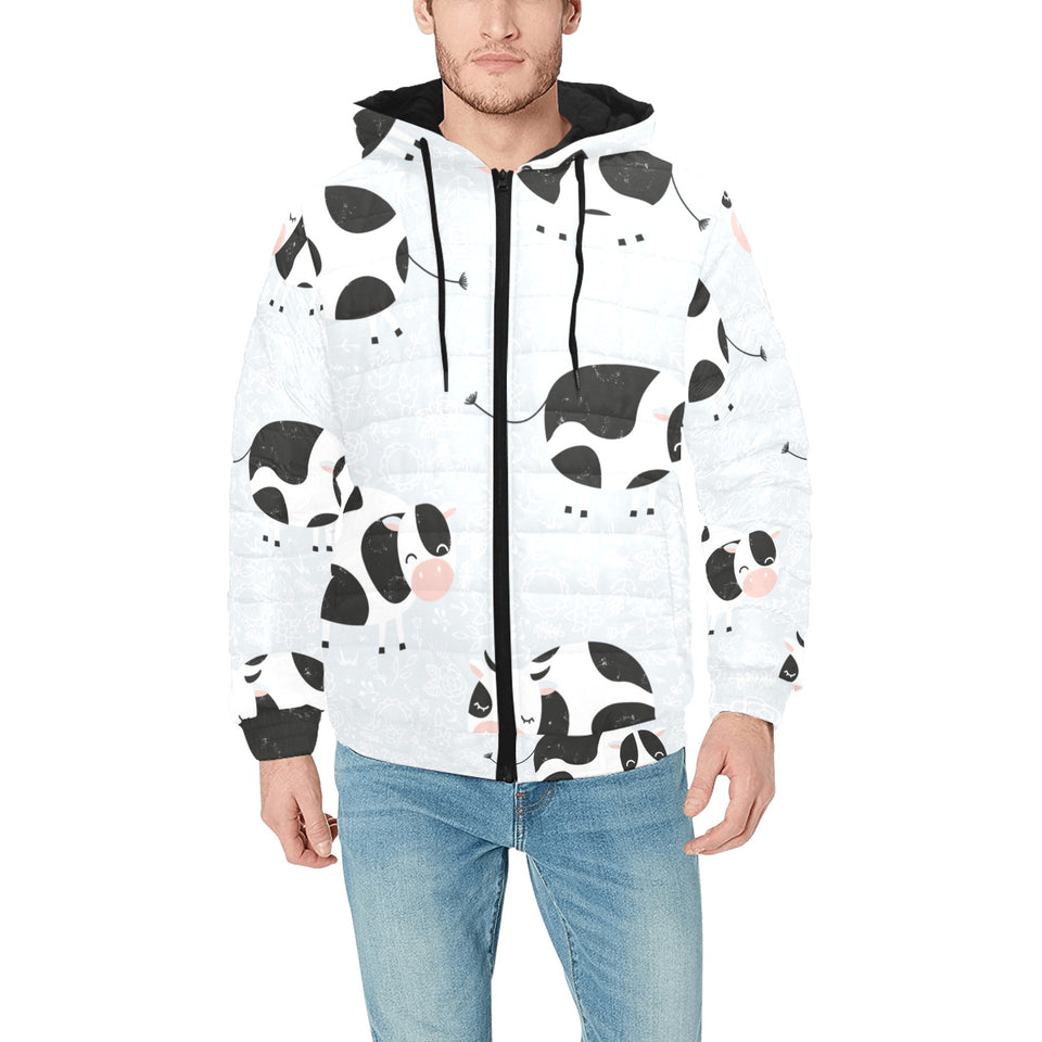 Cute cows pattern Men's Padded Hooded Jacket