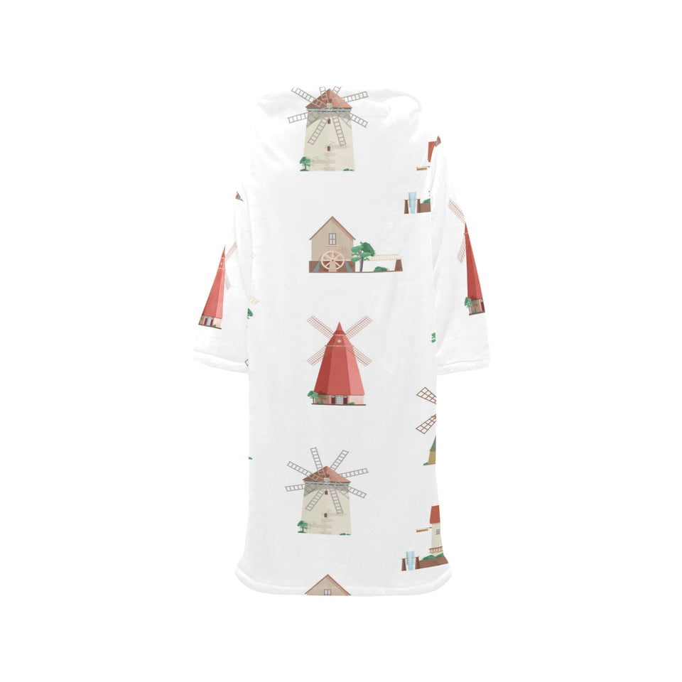 windmill design pattern Blanket Robe with Sleeves