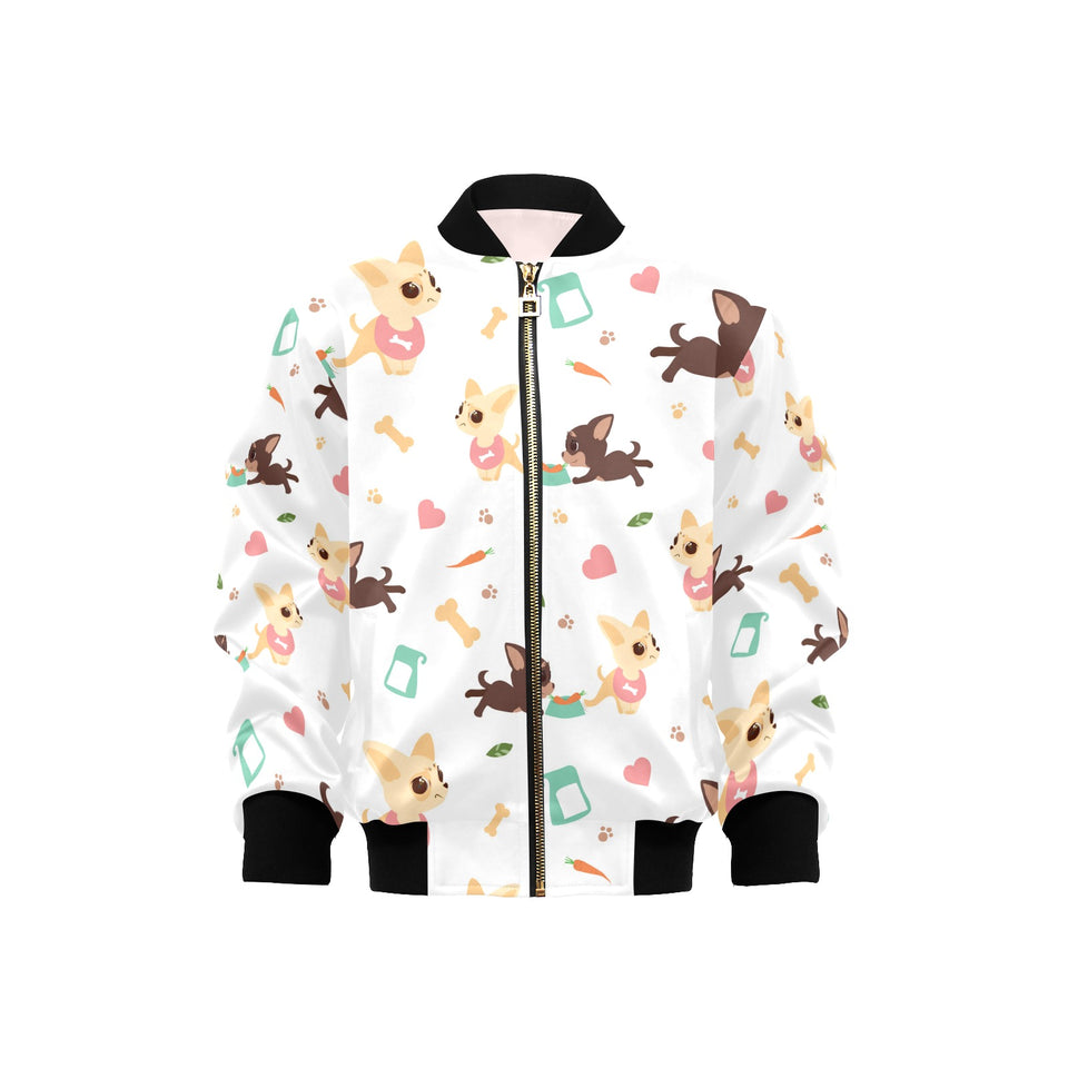 Cute Chihuahua puppie pattern Kids' Boys' Girls' Bomber Jacket