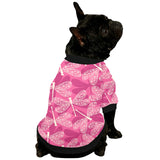 Beautiful dragonfly pink background All Over Print Pet Dog Round Neck Fuzzy Shirt