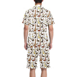 Giraffe Pattern Print Design 05 Men's V-Neck Short Pajama Set