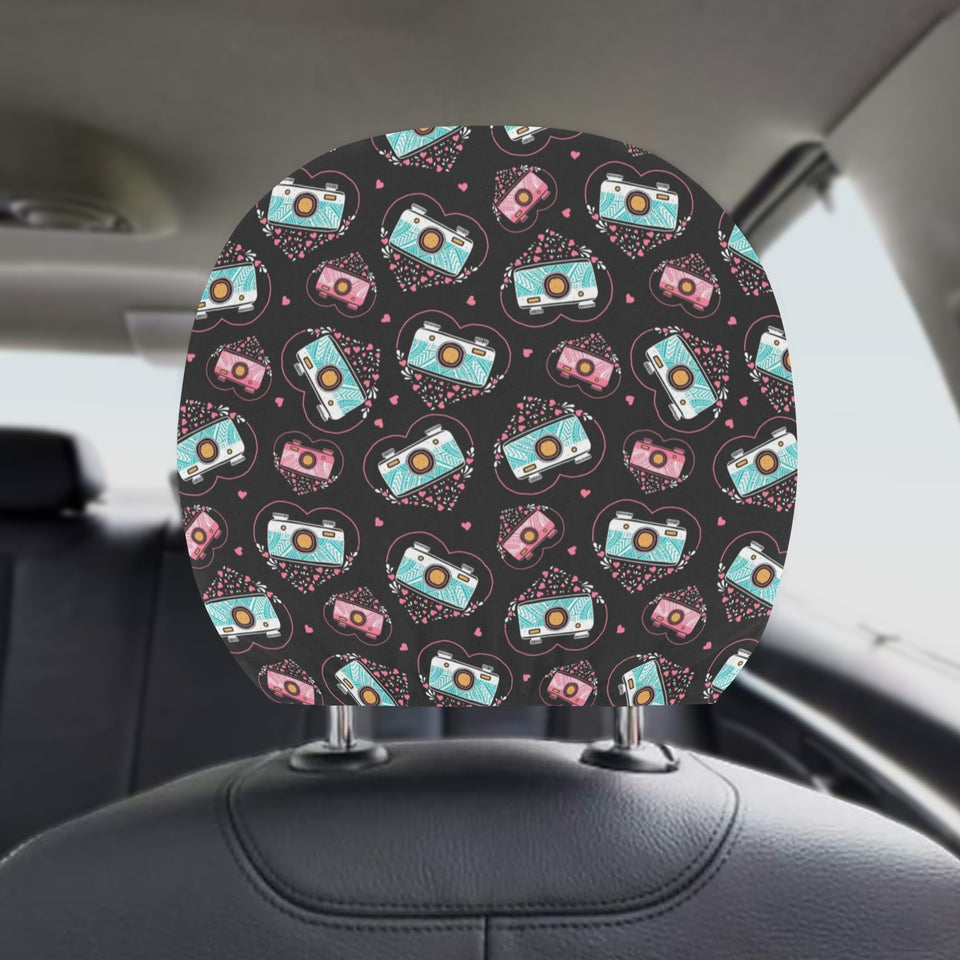 Camera Pattern Print Design 04 Car Headrest Cover