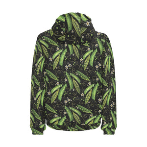 Green Peas Pattern Print Design 02 Men's Padded Hooded Jacket