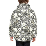 Gear Pattern Print Design 02 Kids' Boys' Girls' Padded Hooded Jacket